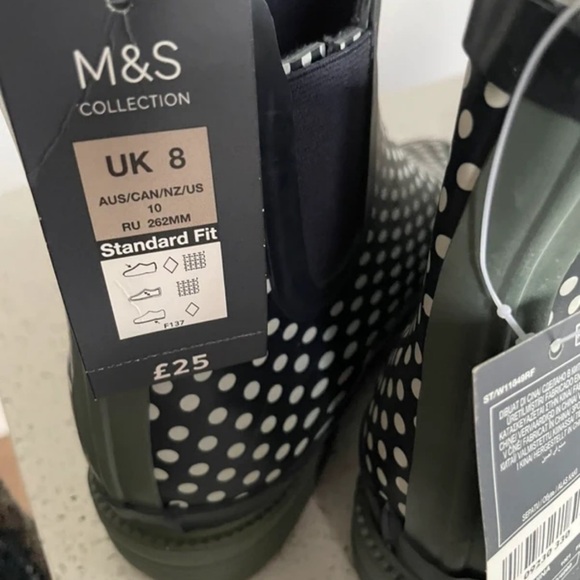 Marks & Spencer Black and White Polka Dot Heeled Boots - Picture 4 of 4